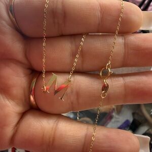 14 k solid gold letter M necklace